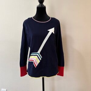 Boden Navy Sweater with Colorful Arrow Motif